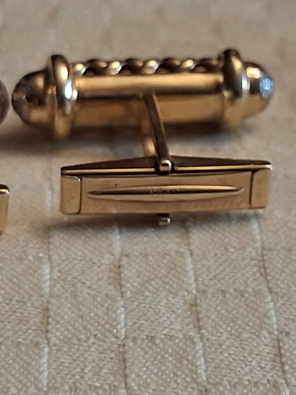 Vintage 14k Yellow and White Gold Cufflinks with Spiral Pattern